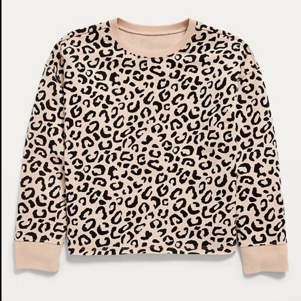 3 for $15 Crew-Neck Sweatshirt for Girls Old Navy Size Small 6 - 7 Leopard Print